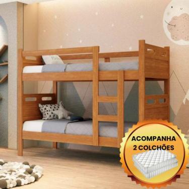 Imagem de Beliche Jaspe 100% MDF Vira Duas Camas Dois Colchões D33 De Brinde - A