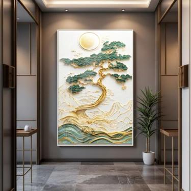 Imagem de Quadro com Moldura e Acrilico Cristal Vidro Árvore Prosperidade para S