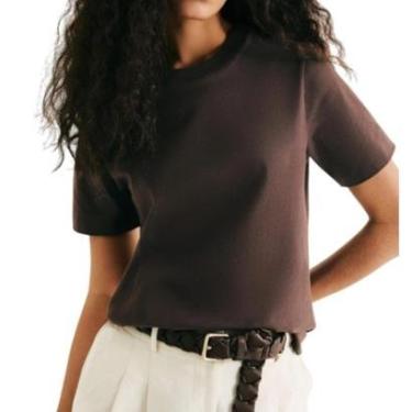 Imagem de Camiseta Feminina Hering MC Malha Marrom - 4H1VHNJEN-Feminino