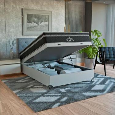 Imagem de Cama Box Baú Casal + Colchão Paris Molas Ensacadas Preto - eShop casa