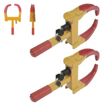 Imagem de Trava de Pneu Universal Kit 2 Uni Bloqueador De Roda Moto Carro Antifurto Seguranca Roubo Reboque Veiculo Auto