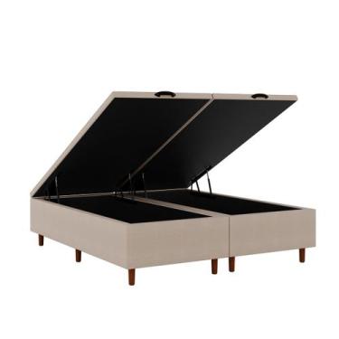 Imagem de Box Baú Blindado Queen Size Bipartido 158x198x42cm Base Reforçada Elit