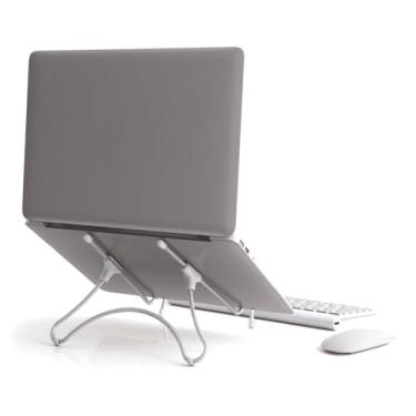 Imagem de Suporte para Notebook OCTOO Uptable Dobrável e Portátil, Apenas 290 g, Mais Conforto para Trabalhar e Estudar, para Notebooks e Tablets de até 17 polegadas — Ice Silver