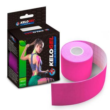 Imagem de Fita kinésio tape bandagem elás. kelogel premium 5cmx5m 3un, ROSA