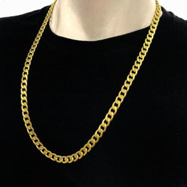 Imagem de Corrente Cordão Masculino Grumet 8mm Banhado a Ouro 18K Colar Grossa -