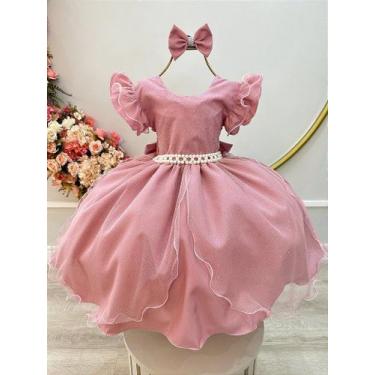 Imagem de Vestido Infantil Rose com Saia de Tule e Glitter para Daminhas - Fabul