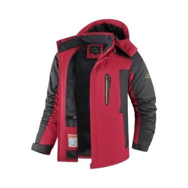 Imagem de Jaqueta Masculina Impermeável Com Forro De Lã E Capuz, Corta-Vento De 