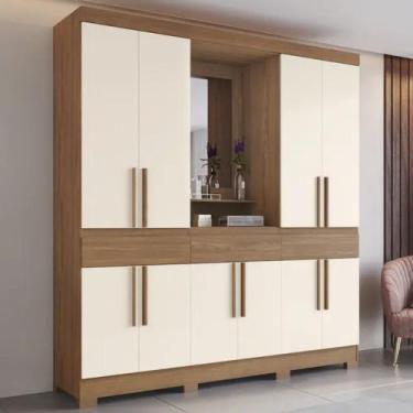 Imagem de Guarda-Roupa Casal 10 Portas 3 Gavetas Capela B374 Henn Roupeiro, NATU