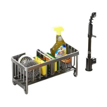 Imagem de Suporte Multifuncional De Aço Carbono Para Pia Com Escorredor De Espon