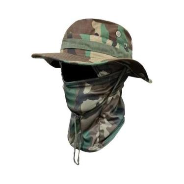 Imagem de Chapéu Boonie Camo Com Aba Larga E Proteção UV, Chapéu De Sol Com Másc