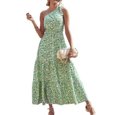 Imagem de Vestido Maxi Floral PRETTYGARDEN Ombro Único Sem Mangas XL