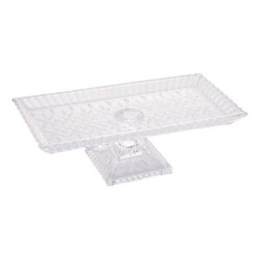 Imagem de Travessa Prato Bolo De Cristal Com Pé Retangular Lys  Wolff