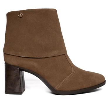 Imagem de Bota Feminina Dakota Cano Curto Couro Camurça Marrom, Marrom, 36
