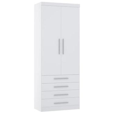 Imagem de Guarda Roupa Modulado 90cm 2 Portas 4 Gavetas Taiga Branco L01 - Mpozenato