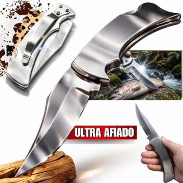 Imagem de Canivete Inox De Bolso E Cinto Dobrável Com Presilha E Trava - Genéric