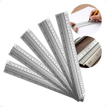 Imagem de Kit 5 Régua De Alumínio 30cm Para Escola Escritório Trabalho - Judi