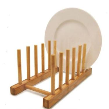 Imagem de Escorredor Suporte Display Porta 6 Pratos Bambu - Clink