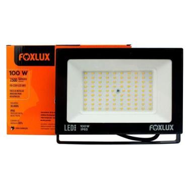 Imagem de Refletor Led Foxlux Bivolt 100w 3000k Preto