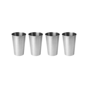 Imagem de Copo Inox Pequeno Drink 250ml Bar Buffet Suco Agua Aço 4un - casa cha