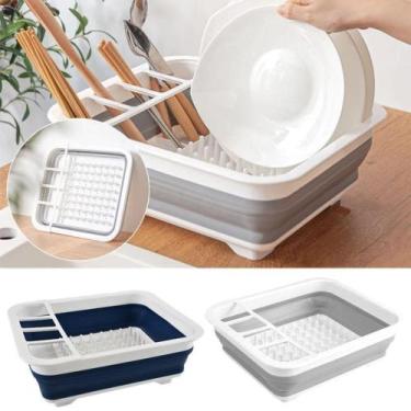 Imagem de Escorredor De Prato Retrátil De Silicone Organizador Louça - Util Baza
