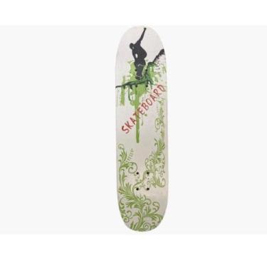 Imagem de Skate Skateboard Simples Fenix Branco e Verde
