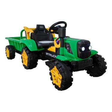 Imagem de Trator caçamba 12v elétrico infantil com luzes sons - Bang Toys, Verde