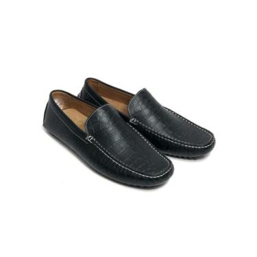 Imagem de Mocassim masculino azul estampa croco - Elegante, 39