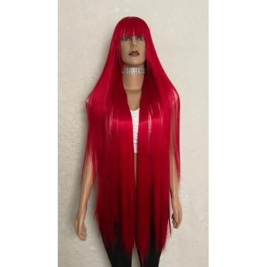 Imagem de Peruca wig branca preta vermelha rosa 1 metro lisa franja cosplay - ju