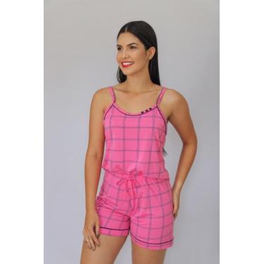Imagem de 7073 - Babydoll com Botão na Gola. - Emmily Pijamas, Pink xadrez azul,