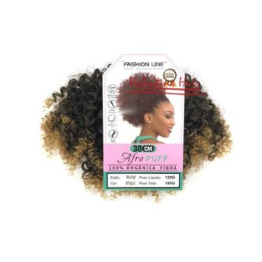 Imagem de Afro Puff Orgânico Fashion Line Volumoso Natural Leve Fácil de Aplicar
