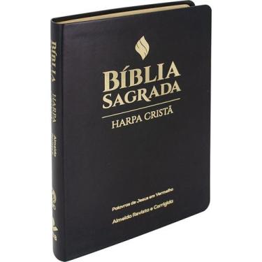 Imagem de Bíblia Sagrada  ARC  Letra Grande  Harpa Cristã  Capa Luxo Preta - CPA