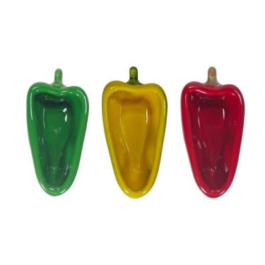 Imagem de Kit 3 Molheiras Bowls Cerâmica Formato Pimentão Churrasco - Silveira