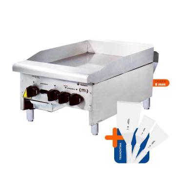 Imagem de Chapa a Gás Profissional 45cm CG45 Lisa Inox 8mm com Conjunto de Espátulas Metalúrgica Venâncio