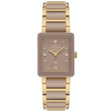 Imagem de Relógio Feminino 2035NCQ-2N Analógico Pulseira de Cerâmica Mostrador Roxo Dourado Technos