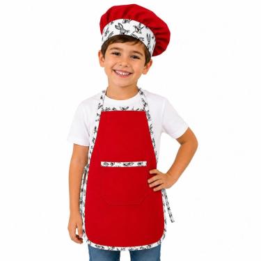 Imagem de Avental Infantil Gourmet Chef Vermelho Criança Menino