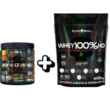 Imagem de Whey Refil Cookies Cream + Pré Treino Bone Crusher - Black Skull, Frut