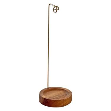 Imagem de Incensário Invertido Porta Incenso De Madeira Haste Metal - M3 Decoraç