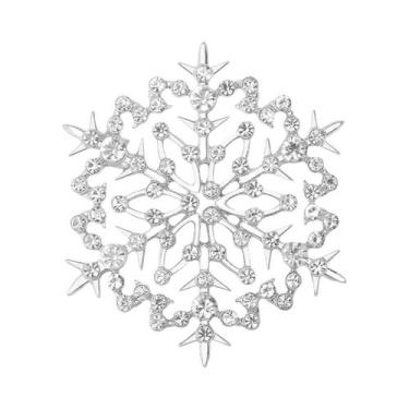 Imagem de Broche De Natal Unissex Feminino Com Strass Floco De Neve E Flor De Vi