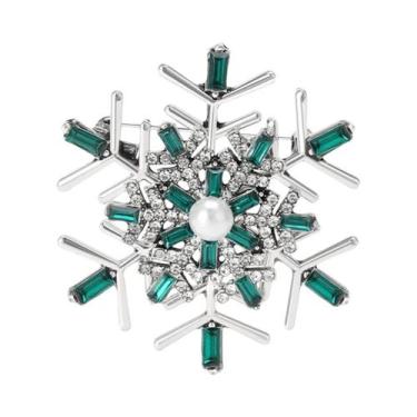 Imagem de Broche De Natal Unissex Feminino Com Strass Floco De Neve E Flor De Vi