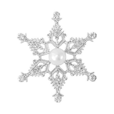 Imagem de Broche De Natal Unissex Feminino Com Strass Floco De Neve E Flor De Vi