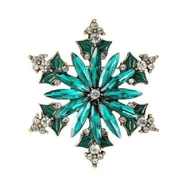 Imagem de Broche De Natal Unissex Feminino Com Strass Floco De Neve E Flor De Vi
