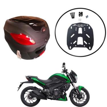 Imagem de Baú Moto Universal Awa 41 L + Suporte Sup Bajaj Dominar 400, Preto bri