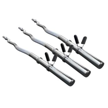 Imagem de Kit 3 Barras Retas Maciças Cromadas 1,20m Para Musculação - Com Presil