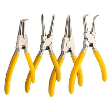 Imagem de Kit Alicates para Anéis de Segurança 7 Pol 4 Peças Interno Externo Aço