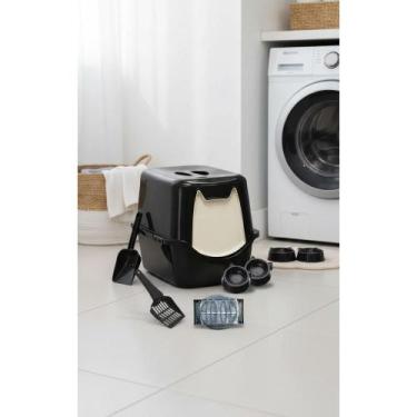 Imagem de Banheiro Gato Fechado PRETO Priv. Anti-Odores Higiênico - Congratulati