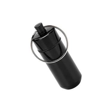 Imagem de Frasco de remédio impermeável, tubo de pílula de viagem Material grosso de liga de alumínio de grau alimentício para parques aquáticos de mountain bike(Preto)