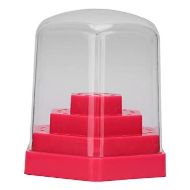 Imagem de Suporte de armazenamento de brocas de unhas, caixa de brocas de unhas de plástico, capa à prova de poeira para salão de unhas para uso doméstico (rosa)