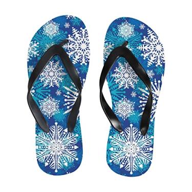 Imagem de Chinelo fino feminino inverno branco flocos de neve azul praia chinelos confortáveis para viagem de verão para homens, Multicor, 6-7 Narrow Women/5-6 Narrow Men