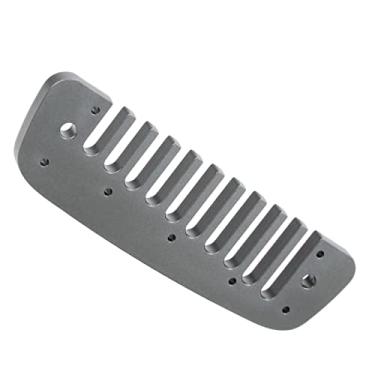 Imagem de Peça de gaita de liga de alumínio, pente musical de liga de alumínio com 10 furos peça de gaita para iniciantes(cinza)