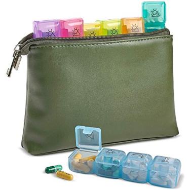 Imagem de Organizador de Pílulas de Viagem Semanal - 7 dias por semana, Saco de Carteira com Fecho de correr e Caixas de 4 Vezes por Dia para Comprimidos, Vitaminas e Medicamentos com Recipiente Individual de Comprimidos por MEDca